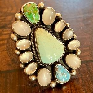 Dry Creek Turquoise and Moonstone Native American Ring